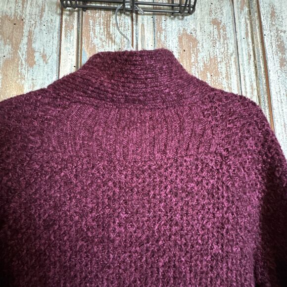 Olivia Sky Raspberry L  Women’s 3/4 Sleeve Cardigan Style Chunky Knit Sweater - Picture 10 of 10